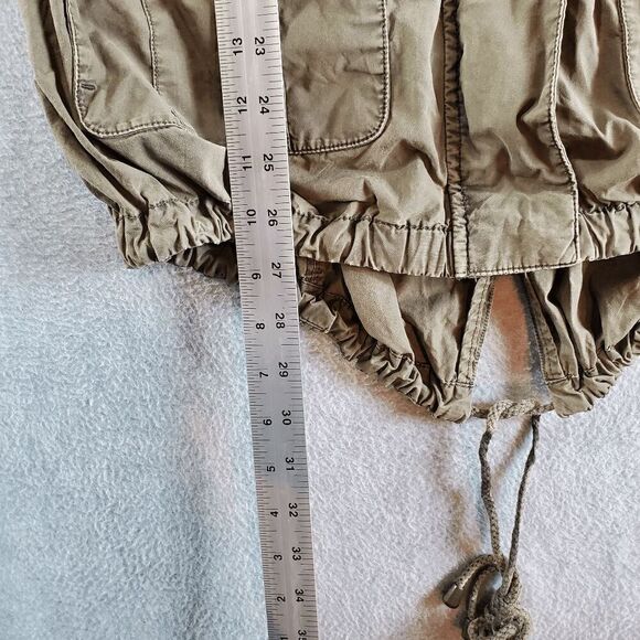 Levi's Jacket Women Small Green Solid Distress Military Utility Drawstring Waist - Picture 6 of 16
